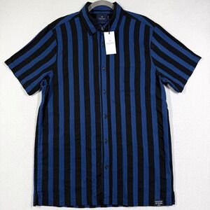 Scotch and Soda Shirt Mens Large Vertical Bold Stripe Short Sleeve Button Up NWT